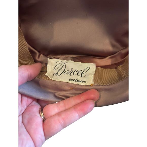 Vintage Darcel Exclusive Real Fur Hat Beige Mink Style Satin Trim Bow 23” USA main image 6